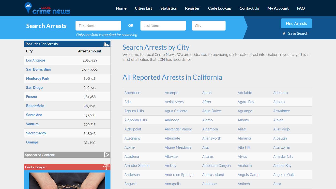 Search California Arrests by City | Local Crime News